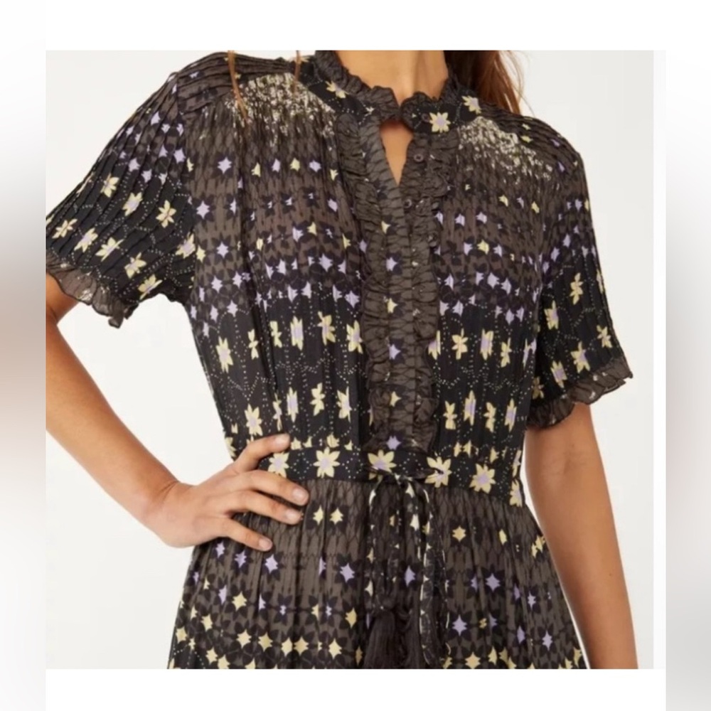 Free People Rare Feelings Black and Cream Star-Print Maxi Dress - Picture 2 of 9